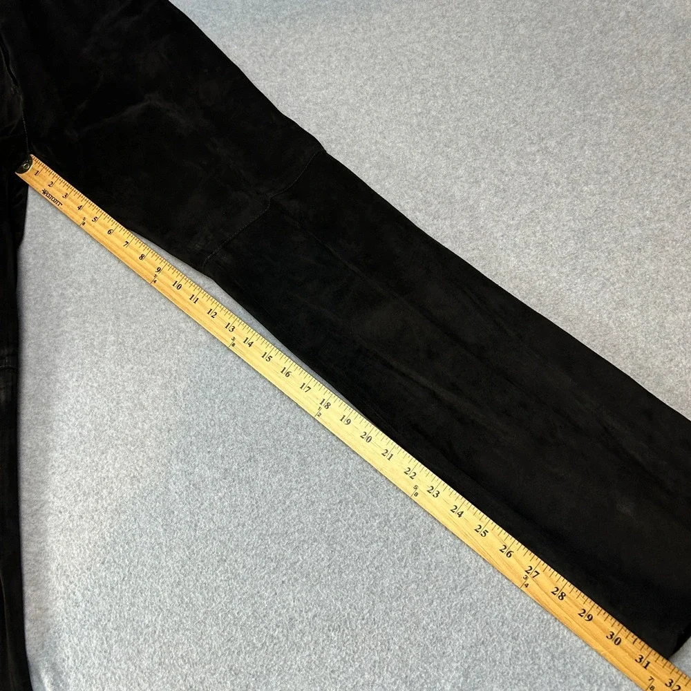 Y2K Kenneth‎ Cole New York Black Suede Leather Pants Straight Leg Womens Size 2